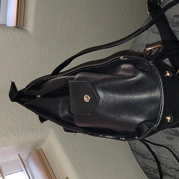 Jacket Purse Backpack Style Black Faux Leather - Picture 3 of 11